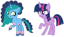 Size: 3330x1910 | Tagged: safe, artist:lanternomega, artist:twilyisbestpone, misty brightdawn, twilight sparkle, pony, unicorn, g4, g5, adorkable, base used, coat markings, colored belly, colored hooves, cute, dork, duo, duo female, female, filly, filly misty brightdawn, filly twilight sparkle, g5 to g4, generation leap, grin, hnnng, hooves, horn, mistybetes, open mouth, open smile, pale belly, raised hoof, simple background, smiling, socks (coat markings), solo, tail, teenager, transparent background, twiabetes, two toned mane, two toned tail, unicorn twilight, unshorn fetlocks, weapons-grade cute, younger