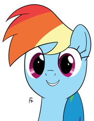 Size: 2008x2585 | Tagged: safe, artist:frownfactory, rainbow dash, pegasus, pony, g4, bust, cute, female, happy, mare, signature, simple background, smiling, solo, transparent background