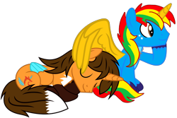 Size: 5814x3875 | Tagged: safe, artist:shieldwingarmorofgod, oc, oc only, oc:ej, oc:shield wing, alicorn, g4, comforting, duo, duo male, gay, hoof on chin, male, simple background, sleeping, transparent background, vector