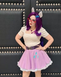 Size: 1080x1350 | Tagged: safe, rarity, human, everfree northwest, g4, clothes, cosplay, costume, everfree northwest 2024, glasses, irl, irl human, photo, rarity's glasses, solo