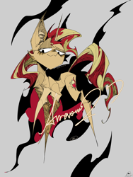 Size: 1600x2133 | Tagged: safe, artist:avravous, sunset shimmer, pony, unicorn, g4, abstract background, female, horn, mare, solo