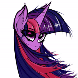 Size: 2480x2480 | Tagged: safe, artist:easy8, twilight sparkle, alicorn, pony, unicorn, g4, female, horn, mare, simple background, smiling, solo, twilight sparkle (alicorn), white background