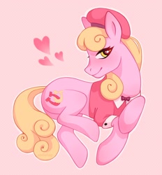 Size: 2006x2160 | Tagged: safe, artist:sociofag, luckette, earth pony, pony, g4, clothes, female, heart, mare, pink, smiling, solo