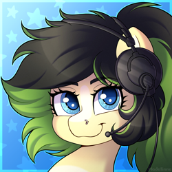 Size: 3000x3000 | Tagged: safe, artist:madelinne, oc, oc only, oc:core, pegasus, bust, female, headphones, icon, looking at you, mare, pegasus oc, portrait, smiling, solo