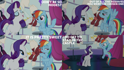 Size: 2000x1125 | Tagged: safe, edit, edited screencap, editor:quoterific, screencap, rainbow dash, rarity, g4, rarity investigates, canterlot carousel, duo, duo female, female, mannequin