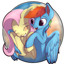 Size: 3622x3541 | Tagged: safe, artist:playful wings, fluttershy, rainbow dash, pegasus, pony, g4, blushing, duo, duo female, eyes closed, female, heart, heart eyes, high res, hug, lesbian, mare, open mouth, ship:flutterdash, shipping, simple background, spread wings, transparent background, wingding eyes, winghug, wings