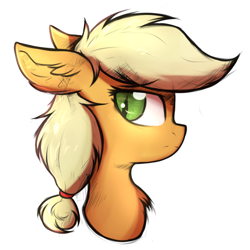 Size: 3200x3200 | Tagged: safe, artist:tatykin, applejack, earth pony, pony, g4, bust, chest fluff, ear fluff, female, high res, mare, portrait, profile, side view, simple background, slit pupils, solo, white background