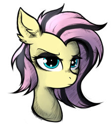 Size: 3000x3300 | Tagged: safe, artist:tatykin, fluttershy, pegasus, pony, g4, bust, ear fluff, emoshy, female, high res, mare, portrait, punk, simple background, solo, white background