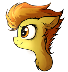 Size: 3250x3450 | Tagged: safe, artist:tatykin, spitfire, pegasus, pony, g4, bust, chest fluff, ear fluff, female, high res, mare, portrait, profile, side view, simple background, smiling, solo, white background