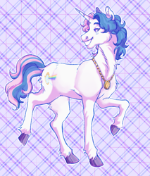 Size: 1285x1507 | Tagged: safe, artist:cactiflowers, oc, oc only, oc:eminence rays, pony, unicorn, abstract background, horn, male, solo, stallion