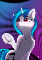 Size: 4961x7016 | Tagged: safe, artist:bluishdraft, dj pon-3, vinyl scratch, pony, unicorn, g4, belly, female, frog (hoof), hoofbutt, horn, human shoulders, mare, solo, sternocleidomastoid, underhoof