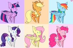 Size: 2048x1355 | Tagged: safe, artist:bunfoxx20, applejack, fluttershy, pinkie pie, rainbow dash, rarity, twilight sparkle, alicorn, earth pony, pegasus, pony, unicorn, g4, chest fluff, horn, mane six, twilight sparkle (alicorn)