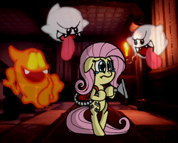 Size: 1930x1557 | Tagged: safe, artist:captainquack64, fluttershy, ghost, pegasus, pony, undead, g4, 2019, bipedal, boo (super mario), crying, female, luigi's mansion, mare, nintendo, super mario bros.