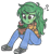 Size: 1024x1110 | Tagged: safe, artist:captainquack64, wallflower blush, human, equestria girls, g4, 2018, clothes, eyebrows, female, nintendo, pants, piranha plant, question mark, raised eyebrow, simple background, sitting, skinny, solo, sweater, thin, transparent background