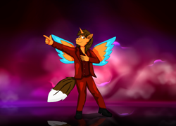 Size: 5890x4240 | Tagged: safe, artist:abarekiller2002, oc, oc only, oc:ej, alicorn, anthro, alicorn oc, clothes, dancing, horn, male, solo, wings