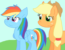 Size: 992x767 | Tagged: safe, artist:cmara, applejack, rainbow dash, earth pony, pegasus, g4, duo, duo female, female