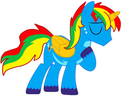 Size: 1615x1278 | Tagged: safe, artist:shieldwingarmorofgod, oc, oc only, oc:shield wing, alicorn, alicorn oc, eyes closed, greeting, horn, male, simple background, solo, transparent background, vector, wings