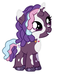 Size: 1163x1500 | Tagged: safe, artist:artsmlpgen5, violette rainbow, pony, unicorn, g4, g5, brown eyes, cute, daaaaaaaaaaaw, female, filly, foal, g5 to g4, generation leap, horn, simple background, solo, transparent background, unshorn fetlocks, violettebetes, vitiligo