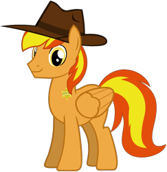 Size: 1150x1182 | Tagged: safe, artist:star-armour95, oc, oc only, oc:firey ratchet, badge, detective, fedora, hat, male, simple background, smiling, solo, transparent background, vector