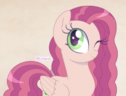 Size: 995x764 | Tagged: safe, artist:lullapiies, oc, oc only, oc:lullapie, pegasus, pony, female, mare, one eye closed, solo, wink