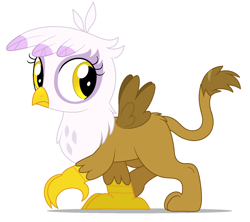 Size: 1565x1388 | Tagged: safe, artist:lullapiies, gilda, griffon, pony, g4, chickub, cute, female, gildadorable, li'l gilda, simple background, solo, white background, younger