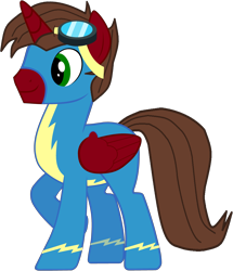 Size: 3363x3905 | Tagged: safe, artist:star-armour95, oc, oc only, oc:rogan, alicorn, pony, g4, alicorn oc, clothes, goggles, horn, male, simple background, solo, stallion, transparent background, uniform, vector, wings, wonderbolts, wonderbolts uniform