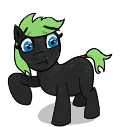 Size: 512x512 | Tagged: safe, artist:wren, oc, oc only, oc:fanonlilly, earth pony, pony, awkward, coat markings, concerned, dappled, eyebrows, eyebrows visible through hair, female, mare, simple background, solo, standing, tail, tail wrap, transparent background