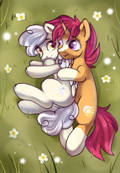 Size: 1640x2360 | Tagged: safe, artist:kristina, oc, oc only, pegasus, pony, unicorn, commission, couple, duo, duo male and female, female, horn, hug, male, ych result