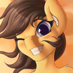 Size: 3000x3000 | Tagged: safe, artist:mricantdraw, oc, oc only, oc:heartmend, earth pony, anthro, blushing, bust, ear fluff, earth pony oc, eyelashes, female, grin, high res, human shoulders, lighting, looking at you, mare, one eye closed, portrait, shading, smiling, smiling at you, solo, sternocleidomastoid, wink, winking at you