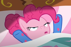 Size: 876x583 | Tagged: safe, screencap, pinkie pie, earth pony, pony, g4, my little pony: friendship is magic, rock solid friendship, season 7, bed, bedroom, female, mare, solo