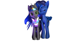 Size: 1920x1080 | Tagged: safe, artist:saphire systrine, king sombra, princess luna, g4, 3d, blender, blender eevee, cute, duo, duo male and female, female, good king sombra, male, ship:lumbra, shipping, simple background, slender, straight, thin, transparent background, vs twi