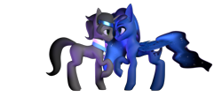 Size: 2462x1080 | Tagged: safe, artist:saphire systrine, king sombra, princess luna, g4, 3d, blender, blender eevee, concave belly, cute, duo, duo male and female, female, good king sombra, male, ship:lumbra, shipping, simple background, slender, straight, thin, transparent background, vs twi