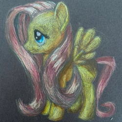 Size: 2048x2048 | Tagged: safe, artist:skypaw10, fluttershy, pegasus, pony, g4, colored pencil drawing, female, mare, solo, traditional art