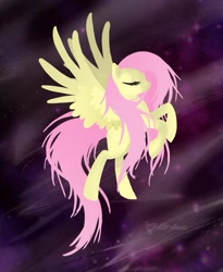 Size: 599x729 | Tagged: safe, artist:altohearts, fluttershy, pegasus, pony, g4, 2014, eyes closed, female, full body, lineless, mare, solo, spread wings, wings