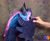 Size: 2809x2304 | Tagged: safe, artist:1stastrastudio, princess luna, human, pony, g4, cute, hand, hiding behind wing, irl, irl human, lunabetes, photo, plushie, shy, solo, wing hands, wings