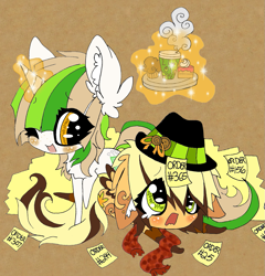 Size: 1205x1256 | Tagged: safe, artist:aspenglowe, oc, oc only, earth pony, pony, unicorn, 2012, chibi, crying, cute, duo, duo female, female, horn, mare, mare oc, ocbetes, one eye closed, open mouth, open smile, smiling, unicorn oc, wink