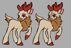 Size: 2400x1600 | Tagged: safe, artist:thescornfulreptilian, comet (tfh), deer, reindeer, them's fightin' herds, cloven hooves, community related, gray background, male, rule 63, simple background, solo