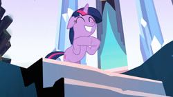 Size: 1280x720 | Tagged: safe, edit, edited screencap, editor:poniesmeme20, screencap, twilight sparkle, goo, goo pony, original species, pony, unicorn, g4, my little pony: friendship is magic, season 3, the crystal empire, adorkable, cute, dork, eyes closed, female, horn, slime, smiling, solo, twiabetes, wat, weird description