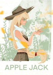 Size: 2480x3508 | Tagged: safe, artist:jinyikou, applejack, human, g4, humanized, sample, solo, text