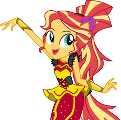 Size: 3023x3000 | Tagged: safe, artist:cloudy glow, sunset shimmer, human, equestria girls, equestria girls specials, g4, my little pony equestria girls: dance magic, female, flamenco dress, simple background, solo, sunset shimmer flamenco dress, transparent background, vector