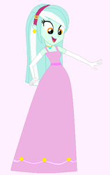 Size: 355x561 | Tagged: safe, artist:glittertiara, artist:selenaede, lyra heartstrings, human, equestria girls, g4, alternate hairstyle, base used, clothes, cute, dress, ear piercing, earring, evening gloves, female, gloves, gown, hairband, jewelry, long gloves, lyrabetes, necklace, open mouth, open smile, piercing, pink background, prom dress, simple background, smiling, solo