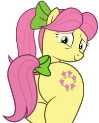 Size: 856x1064 | Tagged: safe, artist:shieldwingarmorofgod, posey bloom, earth pony, pony, g4, g5, adoraposey, butt, cute, g5 to g4, generation leap, looking at you, looking back, looking back at you, plot, poseybutt, simple background, transparent background, vector