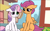 Size: 1753x1080 | Tagged: safe, artist:tamers12345, scootaloo, sweetie belle, pegasus, pony, unicorn, g4, duo, duo female, female, heterochromia, horn, ms paint, ponyville, sad, screencap background