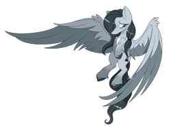 Size: 4660x3492 | Tagged: safe, artist:angellightyt, oc, oc only, oc:silent script, pegasus, pony, artfight, bags under eyes, coat markings, colored wings, colored wingtips, eyelashes, flying, gift art, gray coat, gray hooves, gray wingtips, hair over one eye, knee blush, large wings, leg blush, long mane, long mane male, long muzzle, long tail, looking back, male, male oc, pegasus oc, ponytail, shiny mane, shiny tail, simple background, slender, solo, speckled, spread wings, stallion, stallion oc, sternocleidomastoid, striped mane, striped tail, tail, thin, tied mane, transparent background, two toned wings, unshorn fetlocks, watermark, wavy tail, white eyes, wing fluff, wings