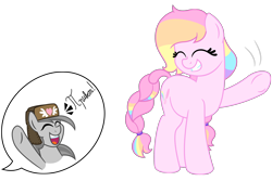 Size: 3000x2000 | Tagged: safe, artist:besttubahorse, oc, oc only, oc:colorblaze, oc:zippy snips, cyrillic, eyes closed, motion lines, russian, simple background, smiling, text, transparent background, vector, waving