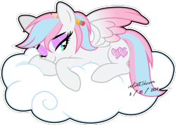 Size: 3007x2142 | Tagged: safe, artist:velvetcharm, oc, oc only, oc:alyssa heartsocks, pegasus, pony, 2d, adorasexy, cloud, colored wings, cute, female, gradient wings, inkscape, on a cloud, pegasus oc, ponyscape, sexy, simple background, solo, sticker design, transparent background, vector, wingding eyes, wings