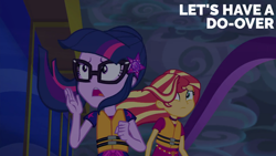 Size: 2000x1125 | Tagged: safe, edit, edited screencap, editor:quoterific, screencap, sci-twi, sunset shimmer, twilight sparkle, human, equestria girls, equestria girls specials, g4, my little pony equestria girls: spring breakdown