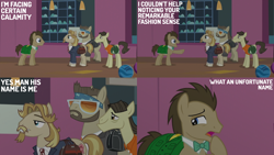 Size: 2000x1125 | Tagged: safe, edit, edited screencap, editor:quoterific, screencap, colter sobchak, doctor whooves, jeff letrotski, theodore donald "donny" kerabatsos, time turner, earth pony, pony, g4, season 5, slice of life (episode), bowling alley, bowling ball, male, stallion, the big lebowski