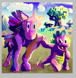 Size: 805x828 | Tagged: safe, artist:cutebrows, spike, twilight sparkle, dragon, pony, unicorn, g4, duo, female, golden oaks library, male, mare, unicorn twilight