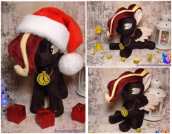 Size: 2560x2000 | Tagged: safe, artist:1stastrastudio, oc, oc only, oc:timezone, pegasus, pony, christmas, hat, holiday, irl, lying down, photo, plushie, prone, santa hat, solo